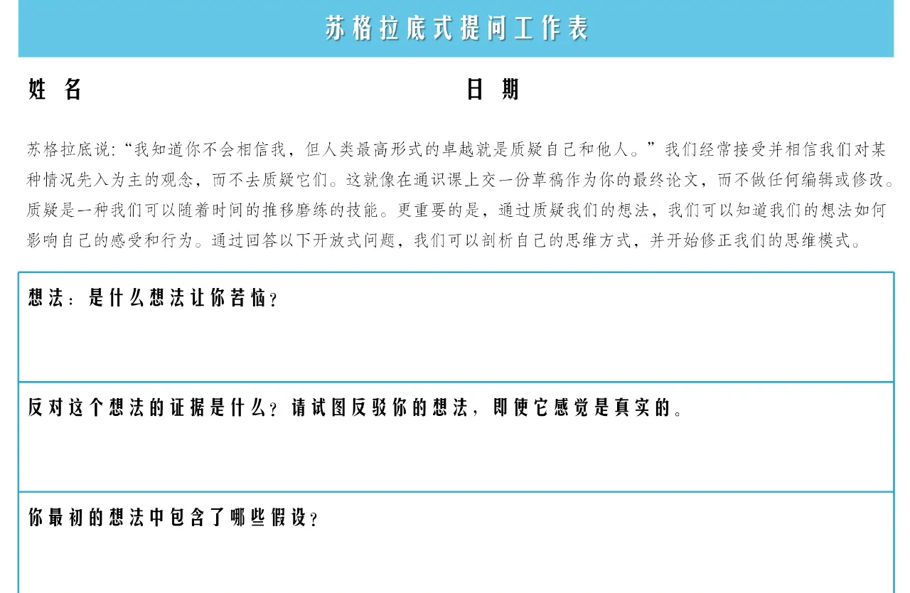 认知重构技术1：苏格拉底式提问